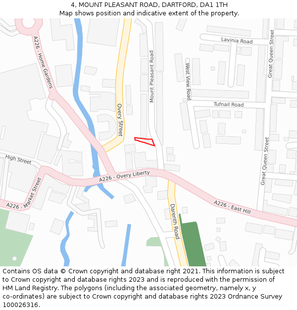 4, MOUNT PLEASANT ROAD, DARTFORD, DA1 1TH: Location map and indicative extent of plot
