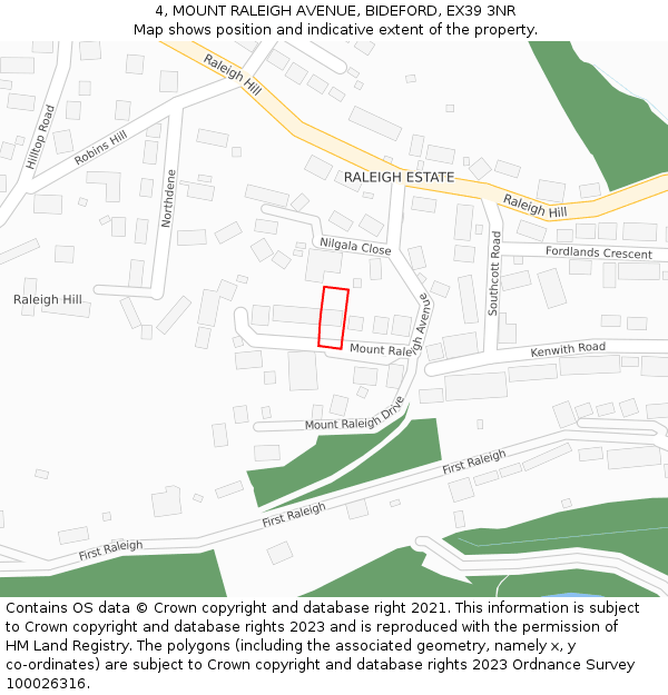 4, MOUNT RALEIGH AVENUE, BIDEFORD, EX39 3NR: Location map and indicative extent of plot