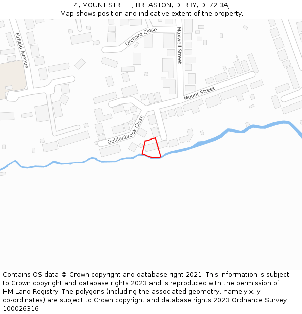 4, MOUNT STREET, BREASTON, DERBY, DE72 3AJ: Location map and indicative extent of plot
