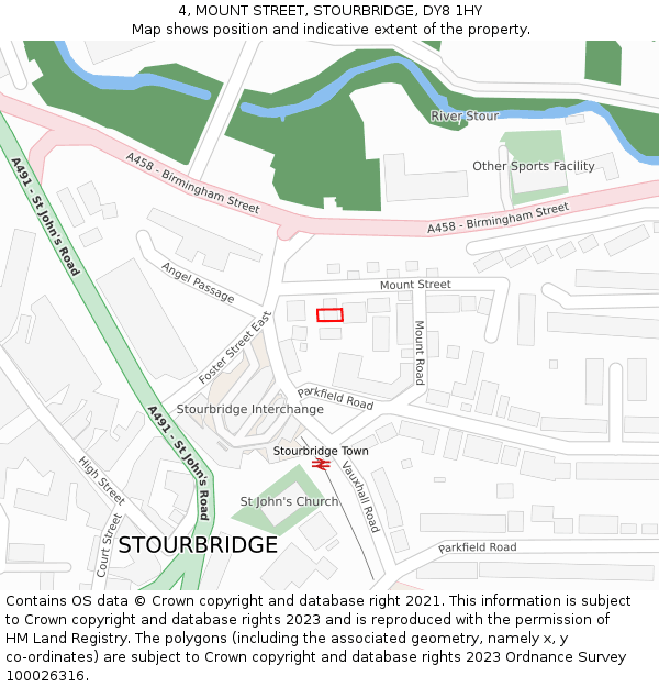 4, MOUNT STREET, STOURBRIDGE, DY8 1HY: Location map and indicative extent of plot