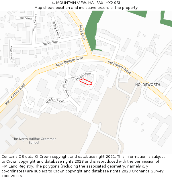 4, MOUNTAIN VIEW, HALIFAX, HX2 9SL: Location map and indicative extent of plot