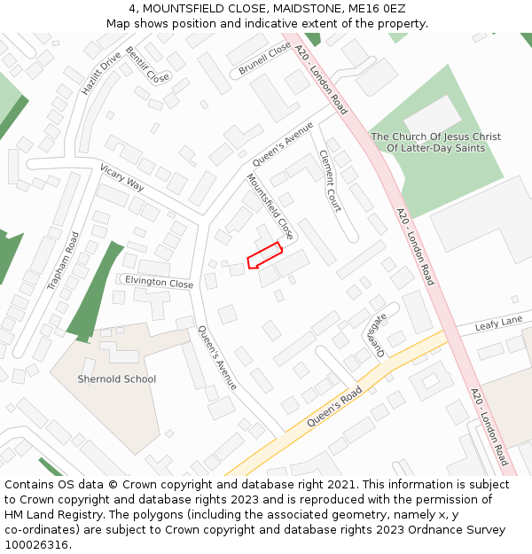 4, MOUNTSFIELD CLOSE, MAIDSTONE, ME16 0EZ: Location map and indicative extent of plot