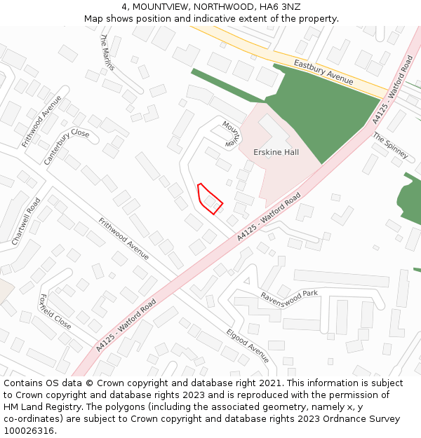 4, MOUNTVIEW, NORTHWOOD, HA6 3NZ: Location map and indicative extent of plot