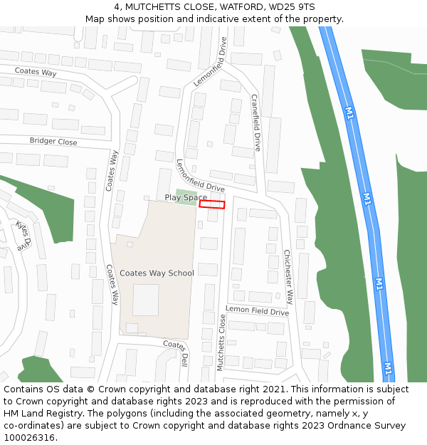 4, MUTCHETTS CLOSE, WATFORD, WD25 9TS: Location map and indicative extent of plot