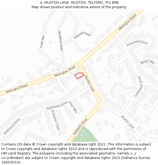 4, MUXTON LANE, MUXTON, TELFORD, TF2 8PB: Location map and indicative extent of plot