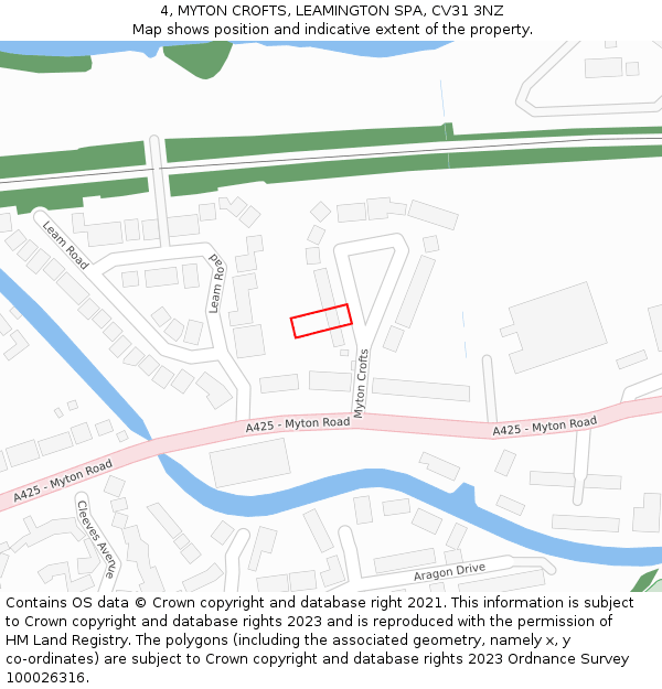 4, MYTON CROFTS, LEAMINGTON SPA, CV31 3NZ: Location map and indicative extent of plot