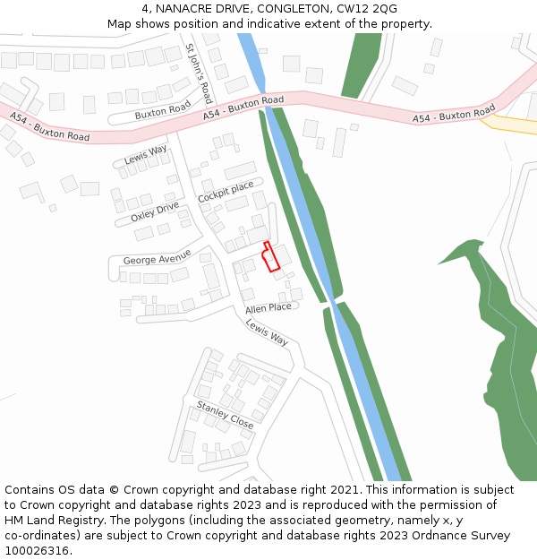 4, NANACRE DRIVE, CONGLETON, CW12 2QG: Location map and indicative extent of plot