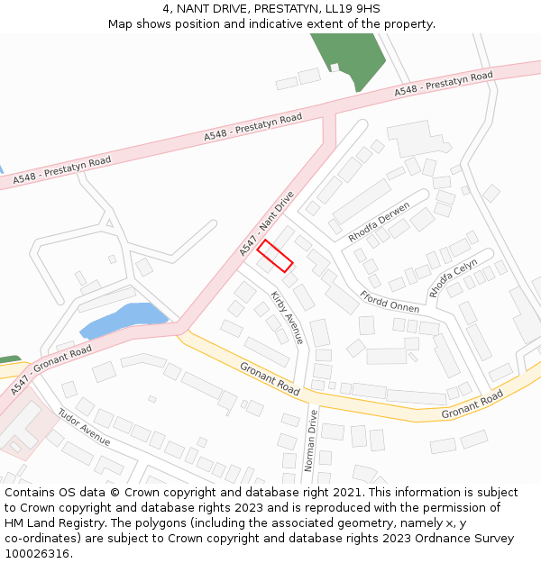 4, NANT DRIVE, PRESTATYN, LL19 9HS: Location map and indicative extent of plot