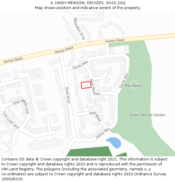 4, NASH MEADOW, DEVIZES, SN10 2GQ: Location map and indicative extent of plot