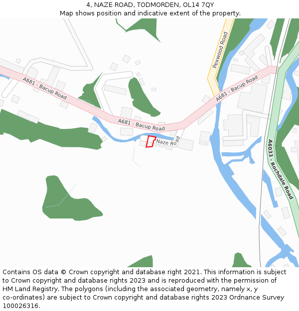 4, NAZE ROAD, TODMORDEN, OL14 7QY: Location map and indicative extent of plot