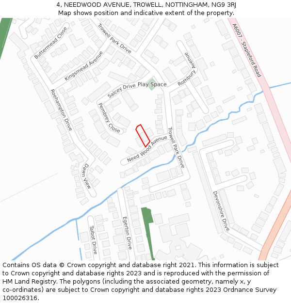 4, NEEDWOOD AVENUE, TROWELL, NOTTINGHAM, NG9 3RJ: Location map and indicative extent of plot