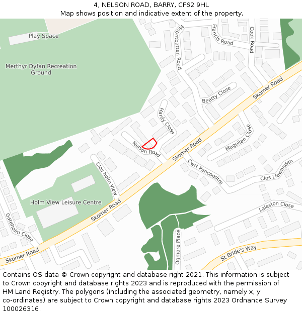 4, NELSON ROAD, BARRY, CF62 9HL: Location map and indicative extent of plot