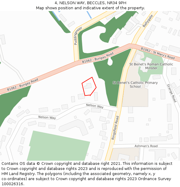 4, NELSON WAY, BECCLES, NR34 9PH: Location map and indicative extent of plot