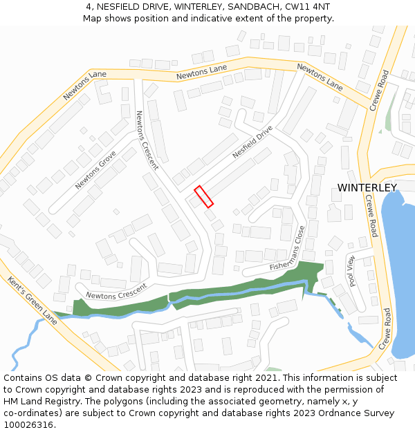 4, NESFIELD DRIVE, WINTERLEY, SANDBACH, CW11 4NT: Location map and indicative extent of plot