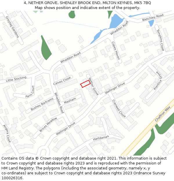 4, NETHER GROVE, SHENLEY BROOK END, MILTON KEYNES, MK5 7BQ: Location map and indicative extent of plot