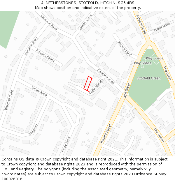 4, NETHERSTONES, STOTFOLD, HITCHIN, SG5 4BS: Location map and indicative extent of plot