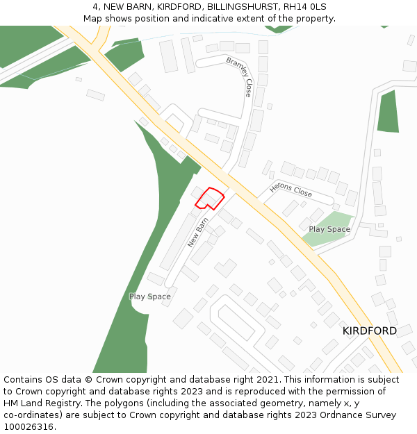 4, NEW BARN, KIRDFORD, BILLINGSHURST, RH14 0LS: Location map and indicative extent of plot