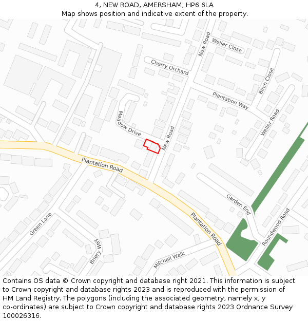 4, NEW ROAD, AMERSHAM, HP6 6LA: Location map and indicative extent of plot