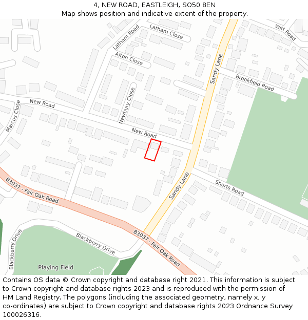 4, NEW ROAD, EASTLEIGH, SO50 8EN: Location map and indicative extent of plot