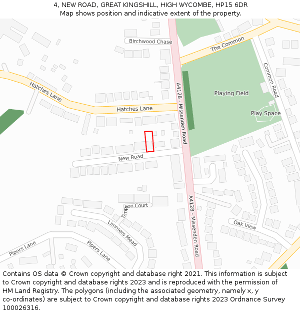 4, NEW ROAD, GREAT KINGSHILL, HIGH WYCOMBE, HP15 6DR: Location map and indicative extent of plot