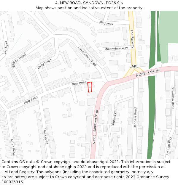 4, NEW ROAD, SANDOWN, PO36 9JN: Location map and indicative extent of plot