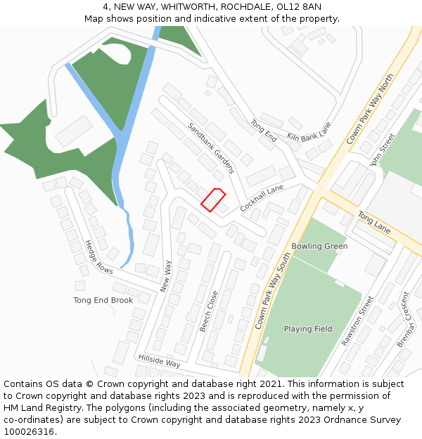 4, NEW WAY, WHITWORTH, ROCHDALE, OL12 8AN: Location map and indicative extent of plot