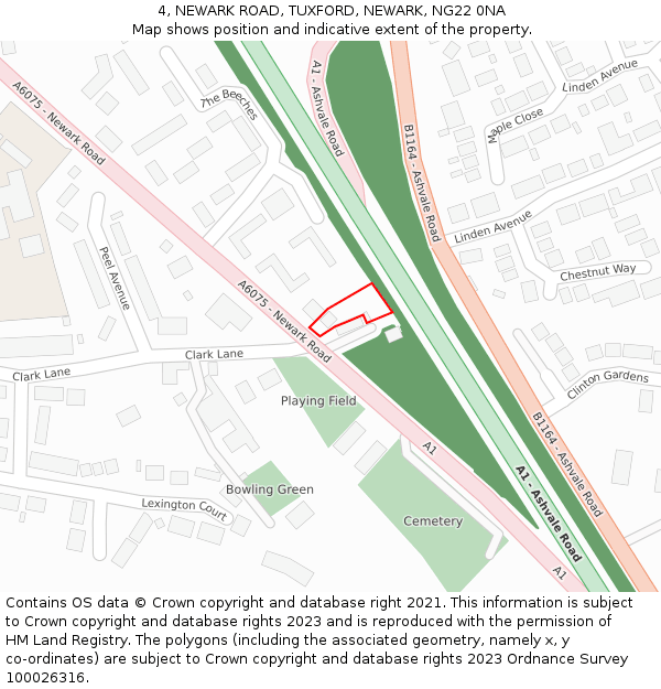 4, NEWARK ROAD, TUXFORD, NEWARK, NG22 0NA: Location map and indicative extent of plot