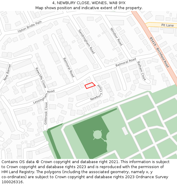 4, NEWBURY CLOSE, WIDNES, WA8 9YX: Location map and indicative extent of plot