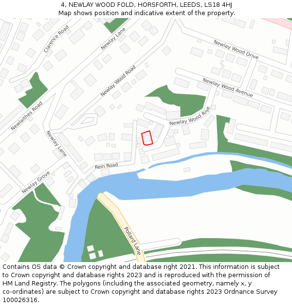 4, NEWLAY WOOD FOLD, HORSFORTH, LEEDS, LS18 4HJ: Location map and indicative extent of plot