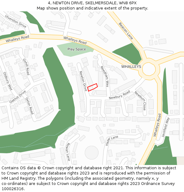4, NEWTON DRIVE, SKELMERSDALE, WN8 6PX: Location map and indicative extent of plot