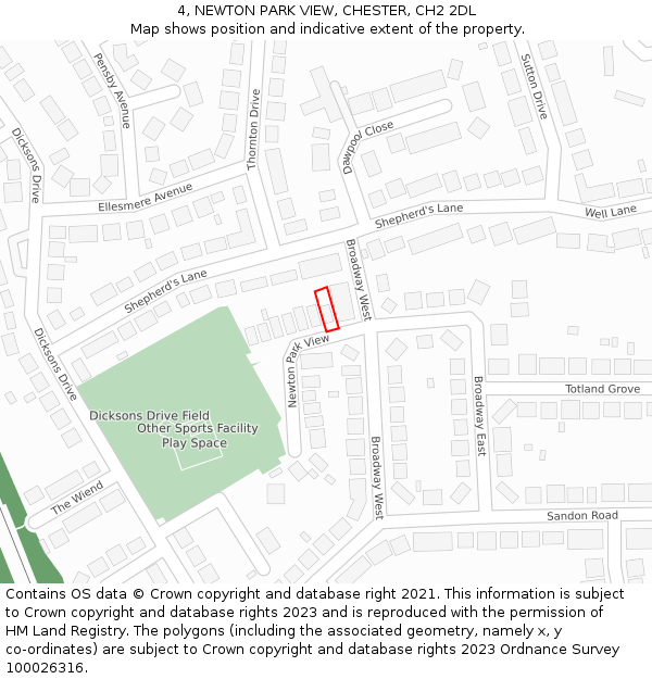 4, NEWTON PARK VIEW, CHESTER, CH2 2DL: Location map and indicative extent of plot