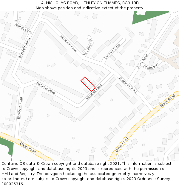 4, NICHOLAS ROAD, HENLEY-ON-THAMES, RG9 1RB: Location map and indicative extent of plot