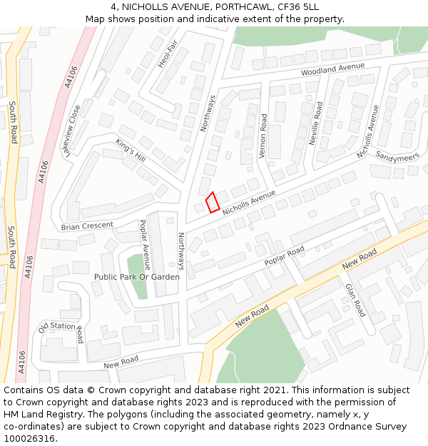 4, NICHOLLS AVENUE, PORTHCAWL, CF36 5LL: Location map and indicative extent of plot