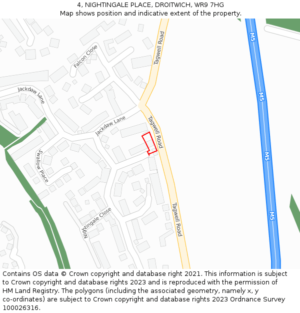4, NIGHTINGALE PLACE, DROITWICH, WR9 7HG: Location map and indicative extent of plot