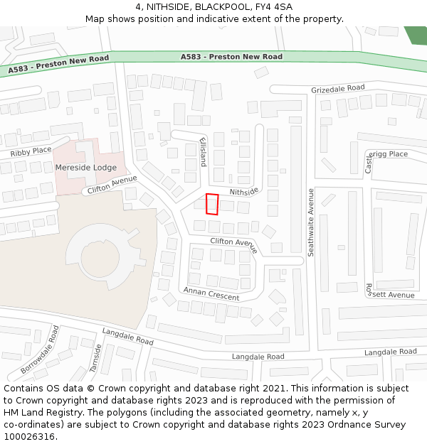 4, NITHSIDE, BLACKPOOL, FY4 4SA: Location map and indicative extent of plot