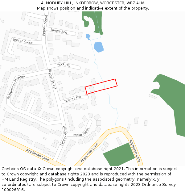 4, NOBURY HILL, INKBERROW, WORCESTER, WR7 4HA: Location map and indicative extent of plot