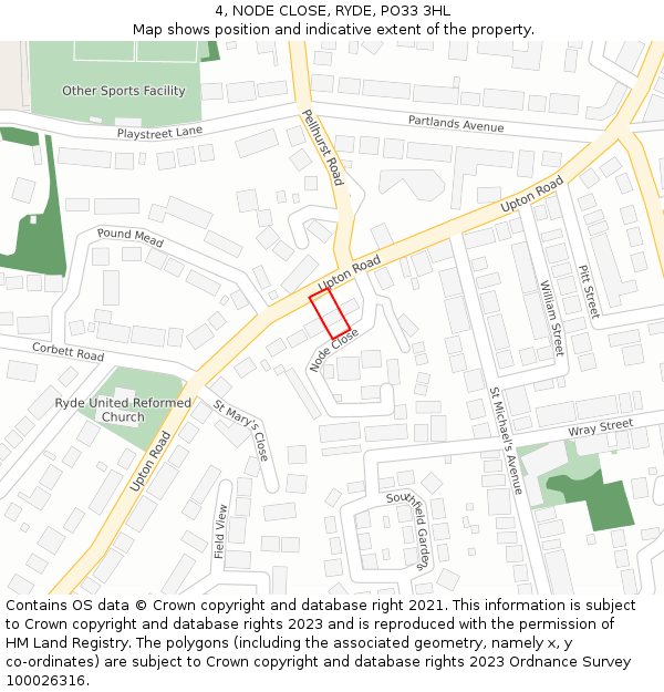 4, NODE CLOSE, RYDE, PO33 3HL: Location map and indicative extent of plot