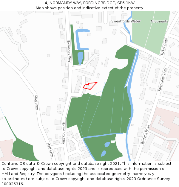 4, NORMANDY WAY, FORDINGBRIDGE, SP6 1NW: Location map and indicative extent of plot