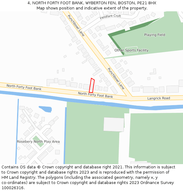 4, NORTH FORTY FOOT BANK, WYBERTON FEN, BOSTON, PE21 8HX: Location map and indicative extent of plot