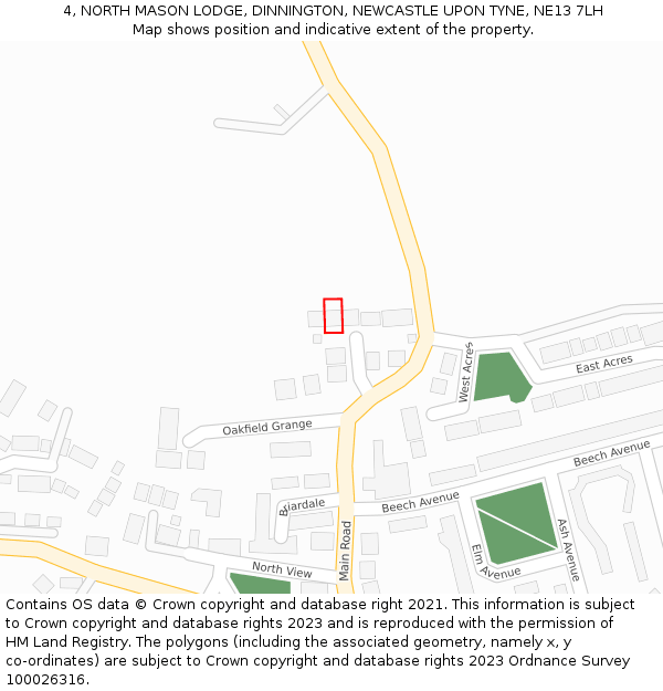 4, NORTH MASON LODGE, DINNINGTON, NEWCASTLE UPON TYNE, NE13 7LH: Location map and indicative extent of plot