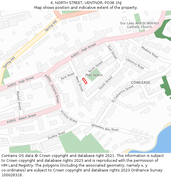 4, NORTH STREET, VENTNOR, PO38 1NJ: Location map and indicative extent of plot