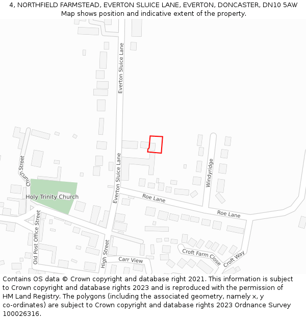 4, NORTHFIELD FARMSTEAD, EVERTON SLUICE LANE, EVERTON, DONCASTER, DN10 5AW: Location map and indicative extent of plot