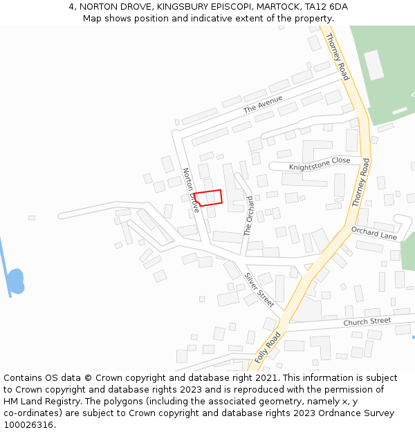 4, NORTON DROVE, KINGSBURY EPISCOPI, MARTOCK, TA12 6DA: Location map and indicative extent of plot