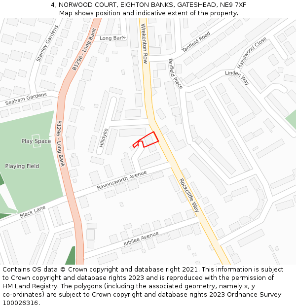 4, NORWOOD COURT, EIGHTON BANKS, GATESHEAD, NE9 7XF: Location map and indicative extent of plot