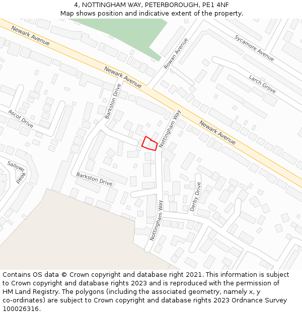 4, NOTTINGHAM WAY, PETERBOROUGH, PE1 4NF: Location map and indicative extent of plot