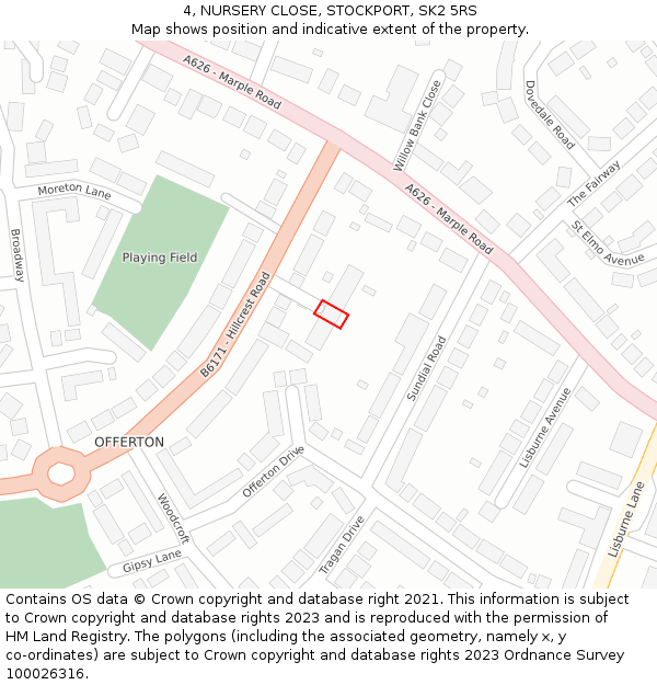 4, NURSERY CLOSE, STOCKPORT, SK2 5RS: Location map and indicative extent of plot