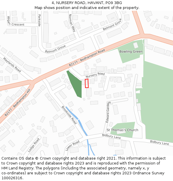 4, NURSERY ROAD, HAVANT, PO9 3BG: Location map and indicative extent of plot