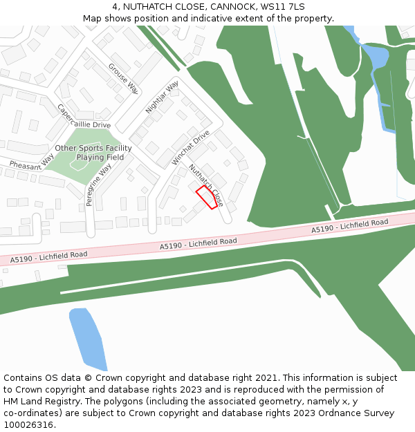 4, NUTHATCH CLOSE, CANNOCK, WS11 7LS: Location map and indicative extent of plot