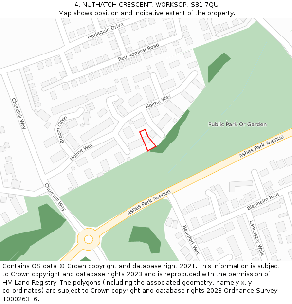 4, NUTHATCH CRESCENT, WORKSOP, S81 7QU: Location map and indicative extent of plot