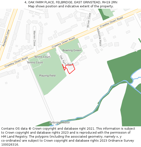 4, OAK FARM PLACE, FELBRIDGE, EAST GRINSTEAD, RH19 2RN: Location map and indicative extent of plot